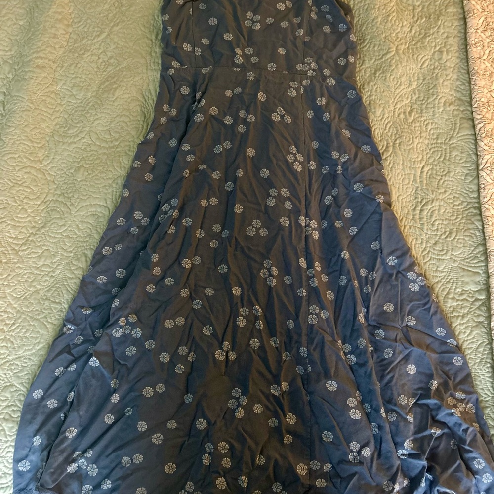 Elegant Blue Floral Women's Dress
